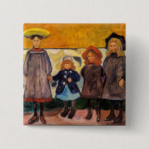 Edvard Munch - Four Girls in Asgardstrand 2 Inch Square Button
