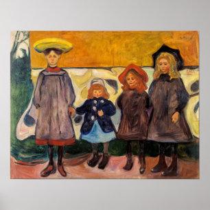 Edvard Munch - Four Girls in Asgardstrand Poster