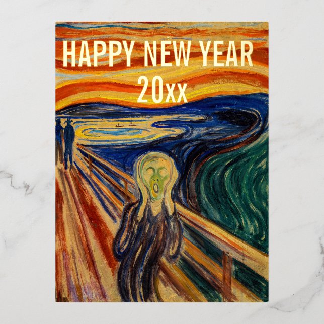 Edvard Munch - Happy New Year from the Scream Foil Holiday Postcard (Front)