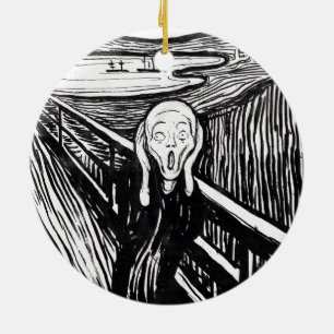Edvard Munch Illustration The Scream Ceramic Ornament