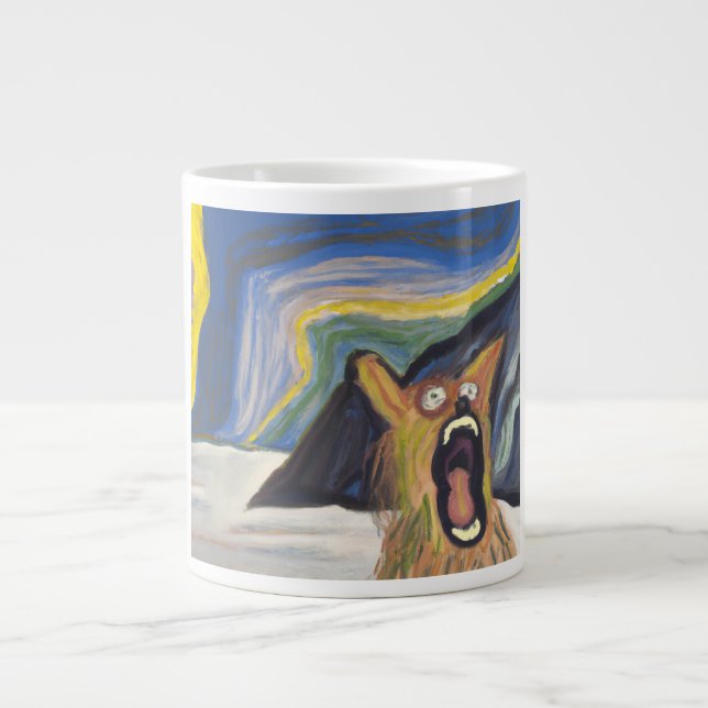 Edvard Munch-like Screaming Dog Mug (Front)
