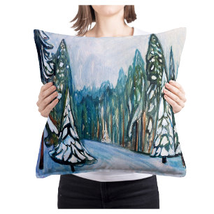 Edvard Munch New Snow, Winter Forest Landscape Throw Pillow