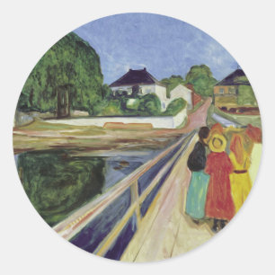 Edvard Munch Painting Girls on the Bridge (c 1902) Classic Round Sticker