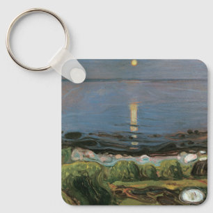 Edvard Munch Painting, Summer Night by the Beach Keychain
