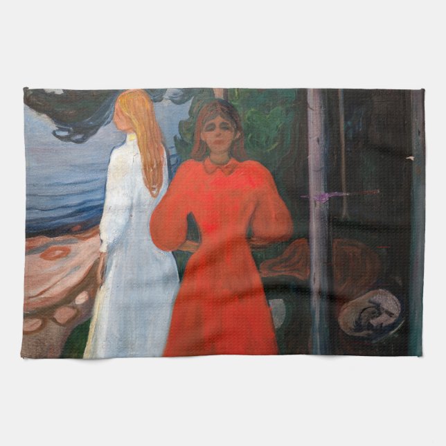 Edvard Munch - Red and White Kitchen Towel (Horizontal)
