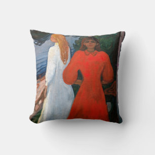 Edvard Munch - Red and White Throw Pillow
