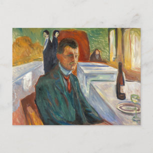 Edvard Munch - Self-Portrait with a Bottle of Wine Postcard