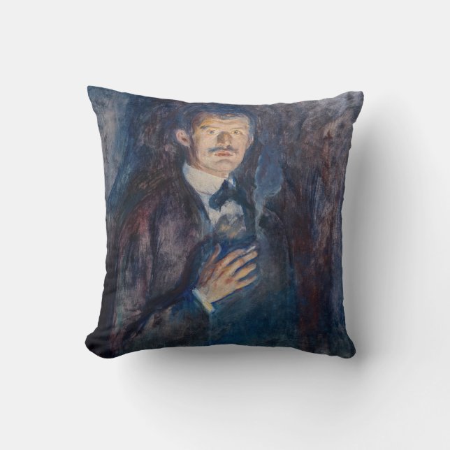 Edvard Munch - Self-Portrait with Cigarette Throw Pillow (Front)