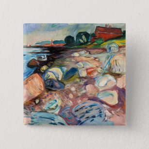 Edvard Munch - Shore with Red House 2 Inch Square Button