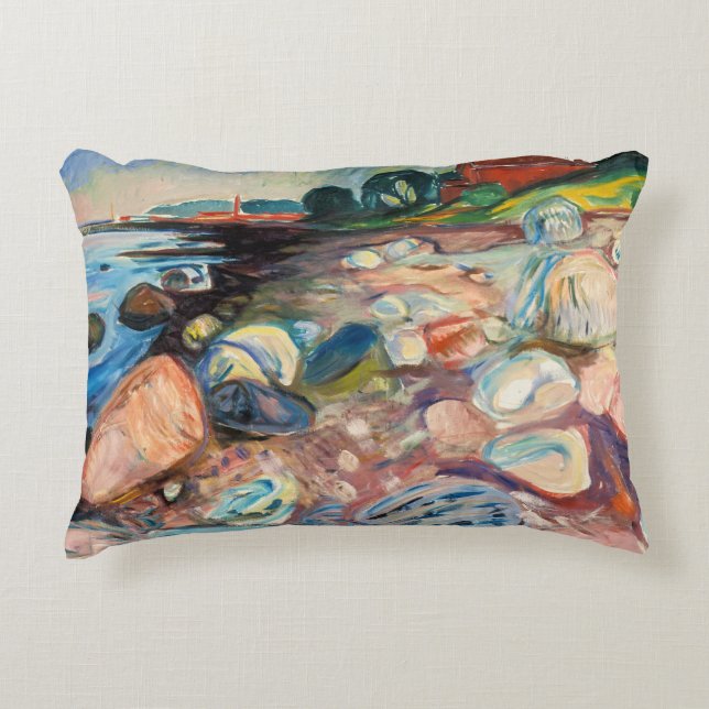 Edvard Munch - Shore with Red House Accent Pillow (Front)