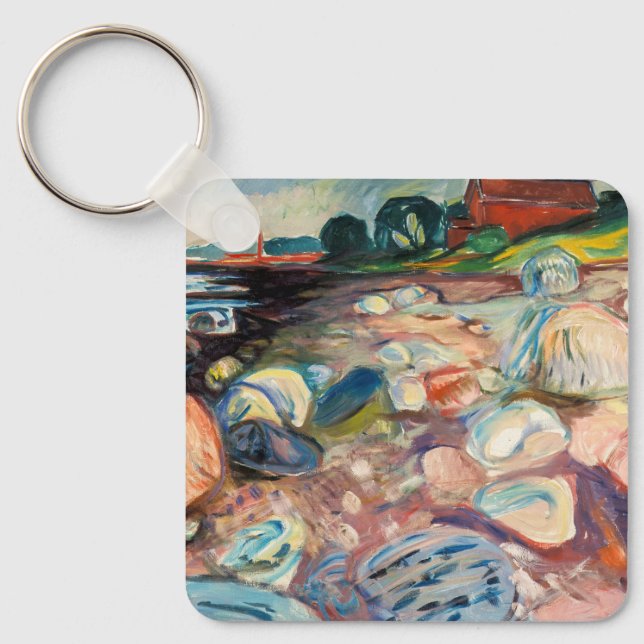Edvard Munch - Shore with Red House Keychain (Front)