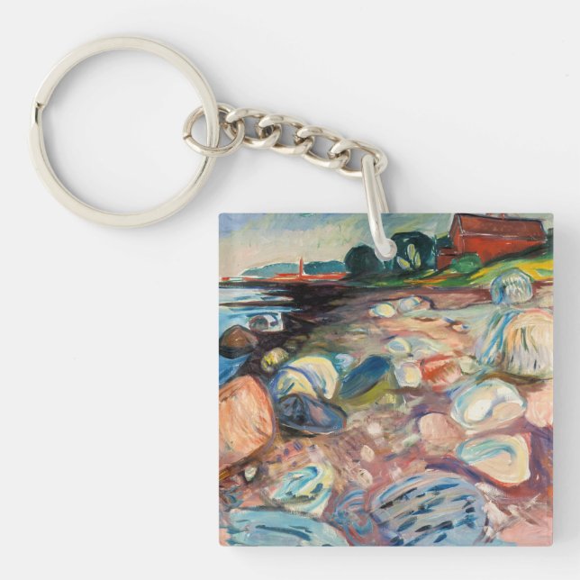 Edvard Munch - Shore with Red House Keychain (Front)