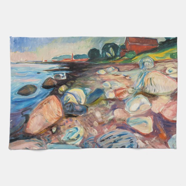 Edvard Munch - Shore with Red House Kitchen Towel (Horizontal)