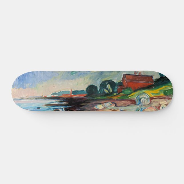 Edvard Munch - Shore with Red House Skateboard (Horz)