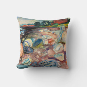 Edvard Munch - Shore with Red House Throw Pillow