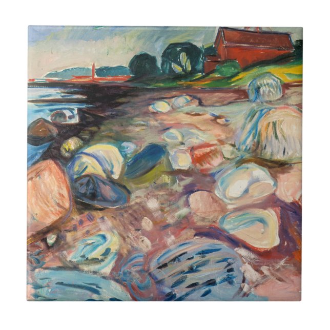 Edvard Munch - Shore with Red House Tile (Front)
