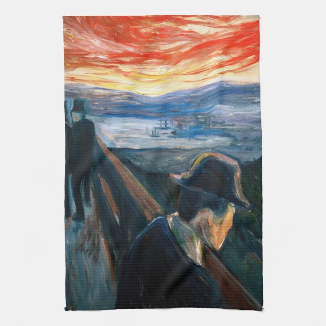 Edvard Munch - Sick Mood at Sunset, Despair 1892 Kitchen Towel (Vertical)