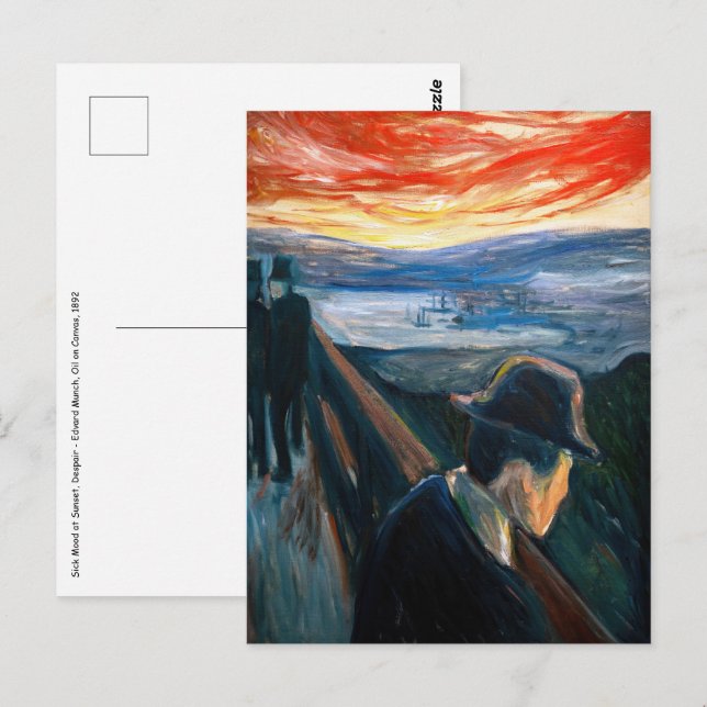 Edvard Munch - Sick Mood at Sunset, Despair 1892 Postcard (Front/Back)