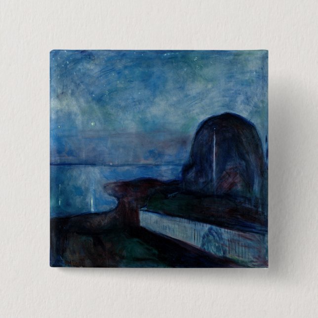 Edvard Munch - Starry Night 1893 2 Inch Square Button (Front)