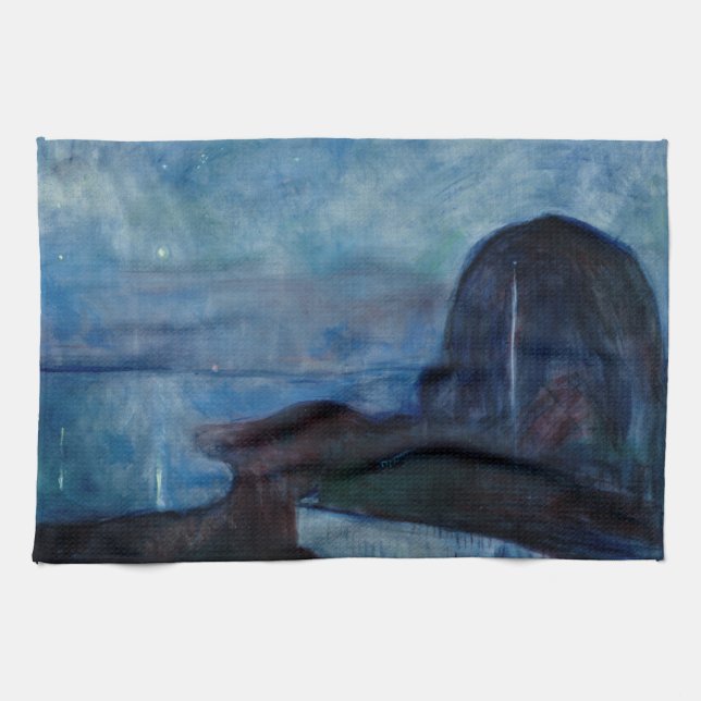 Edvard Munch - Starry Night 1893 Kitchen Towel (Horizontal)