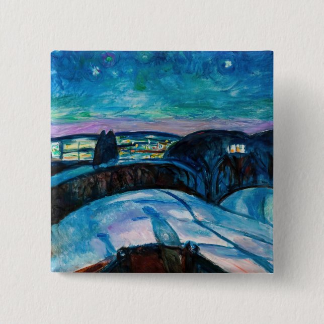 Edvard Munch - Starry Night 1922 2 Inch Square Button (Front)