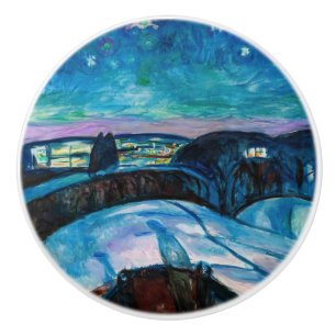Edvard Munch - Starry Night 1922 Ceramic Knob