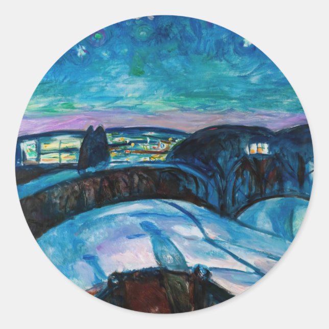 Edvard Munch - Starry Night 1922 Classic Round Sticker (Front)