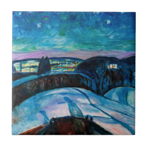 Edvard Munch - Starry Night 1922 Tile