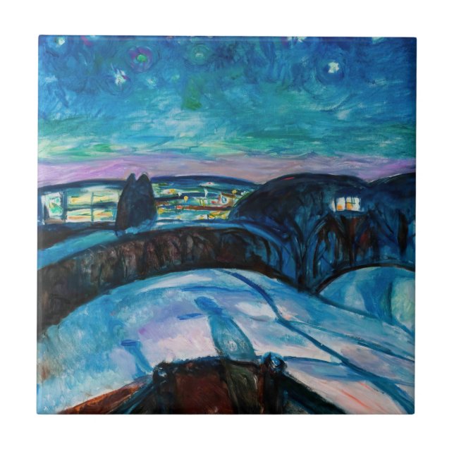 Edvard Munch - Starry Night 1922 Tile (Front)