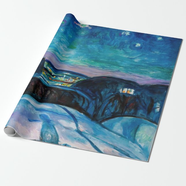 Edvard Munch - Starry Night 1922 Wrapping Paper (Unrolled)