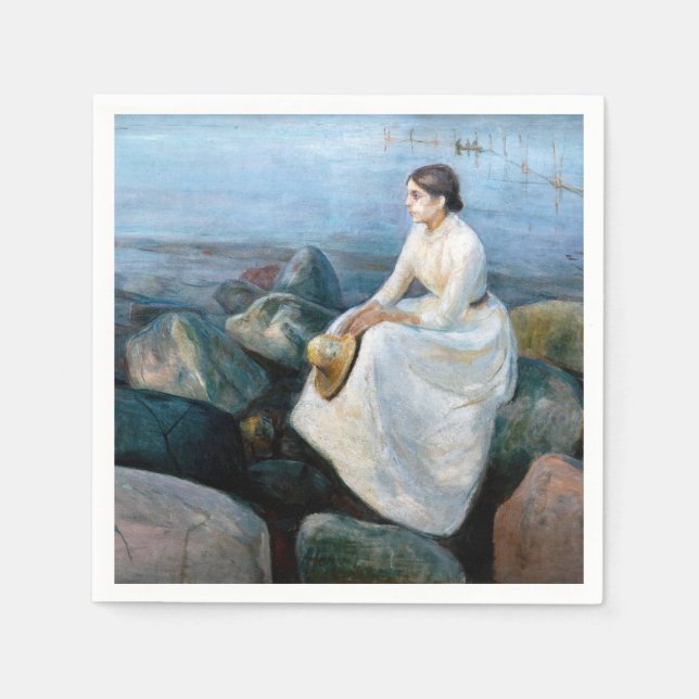 Edvard Munch - Summer Night, Inger on the Beach Napkin (Front)