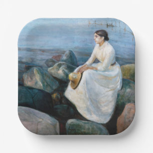 Edvard Munch - Summer Night, Inger on the Beach Paper Plate