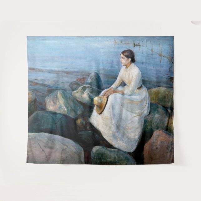 Edvard Munch - Summer Night, Inger on the Beach Tapestry (Front (Horizontal))