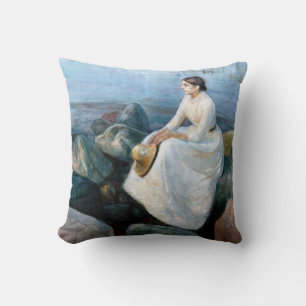 Edvard Munch - Summer Night, Inger on the Beach Throw Pillow