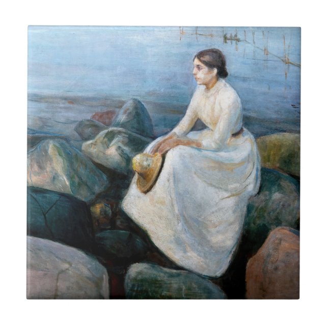 Edvard Munch - Summer Night, Inger on the Beach Tile (Front)
