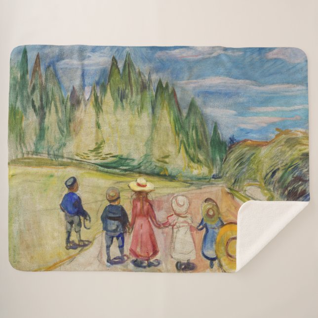 Edvard Munch - The Fairytale Forest Sherpa Blanket (Front (Horizontal))