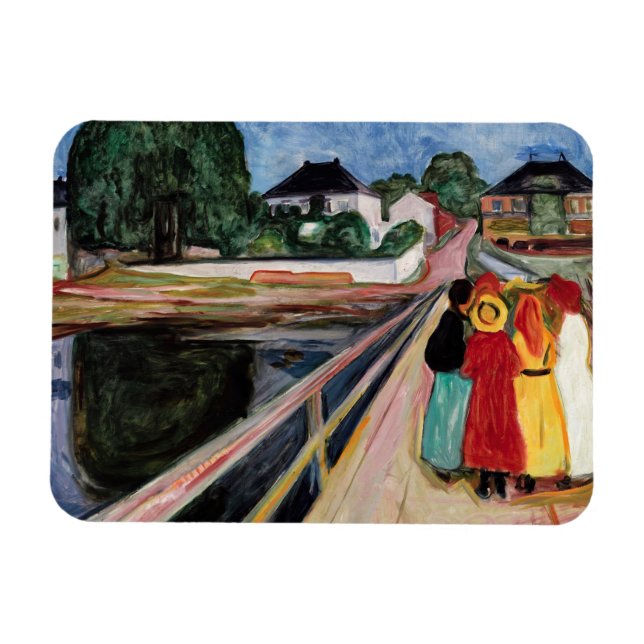 Edvard Munch - The Girls on the Bridge 1902 Magnet (Horizontal)