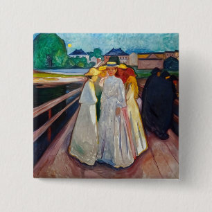 Edvard Munch - The Girls on the Bridge 1903 2 Inch Square Button