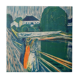 Edvard Munch - The Girls on the Bridge, Lithograph Tile