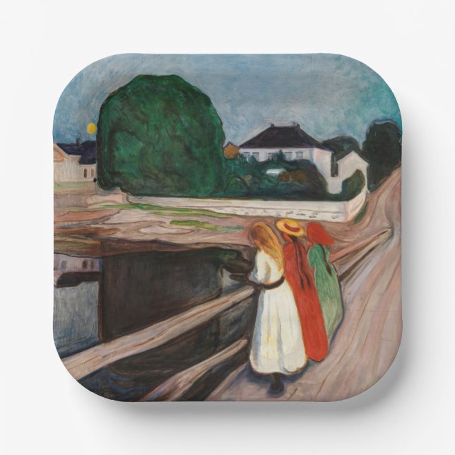 Edvard Munch - The Girls on the Bridge Paper Plate (Front)