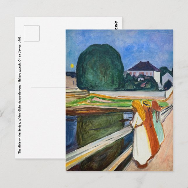 Edvard Munch - The Girls on the Bridge White Night Postcard (Front/Back)