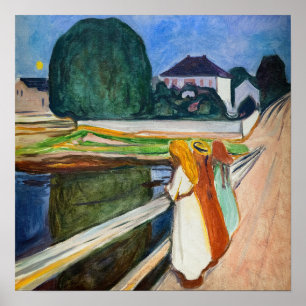 Edvard Munch - The Girls on the Bridge White Night Poster