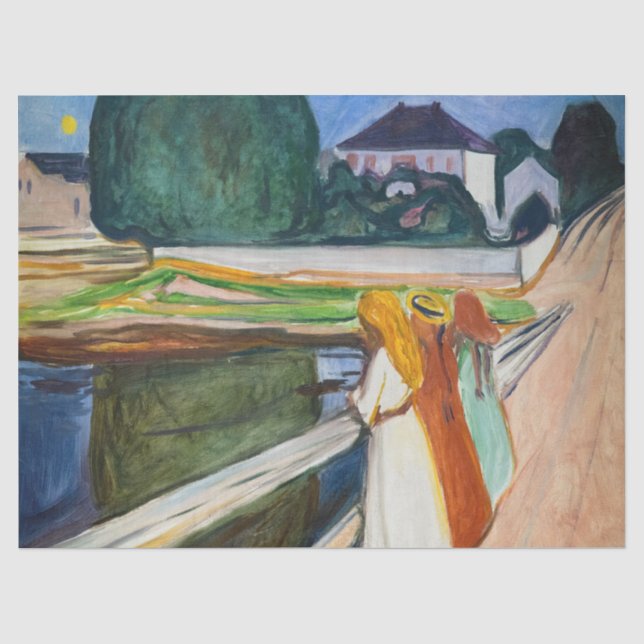 Edvard Munch - The Girls on the Bridge White Night Tissue Paper (Front)