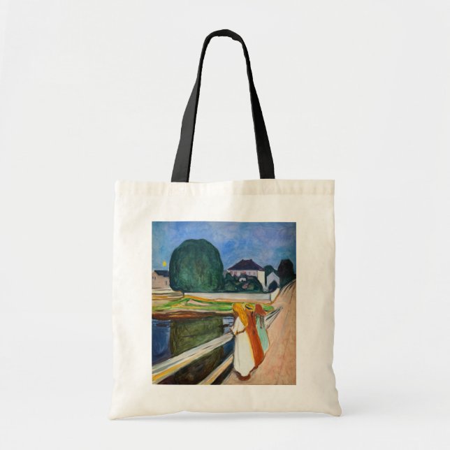 Edvard Munch - The Girls on the Bridge White Night Tote Bag (Front)