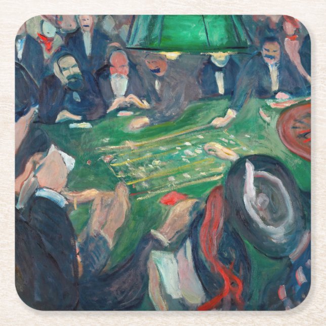 Edvard Munch - The Roulette Table in Monte Carlo Square Paper Coaster (Front)