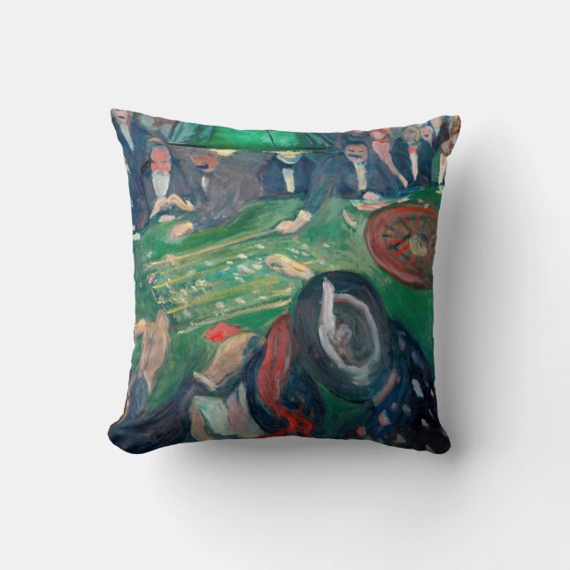 Edvard Munch - The Roulette Table in Monte Carlo Throw Pillow (Front)