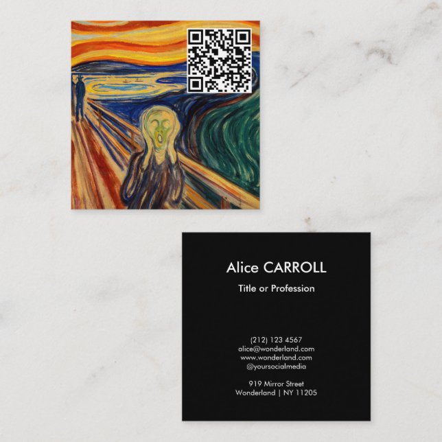 Edvard Munch - The Scream 1910 - QR Code Square Business Card (Front/Back)