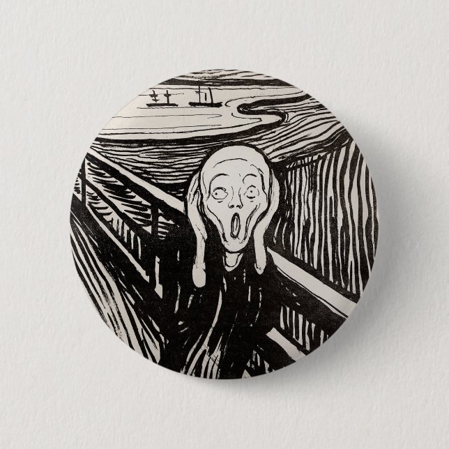Edvard Munch The Scream Lithograph Print Famous 2 Inch Round Button (Front)