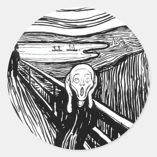 Edvard Munch - The Scream Lithography Classic Round Sticker (Front)