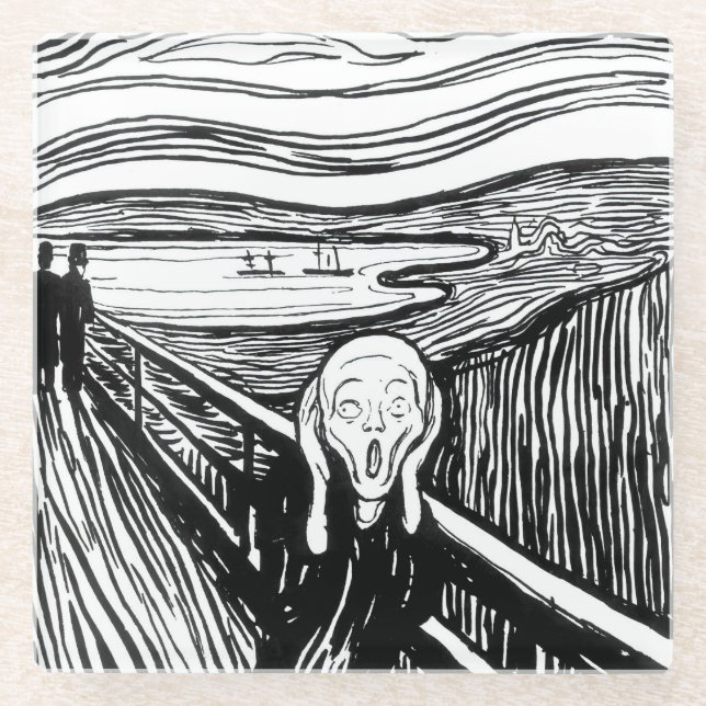Edvard Munch - The Scream Lithography Glass Coaster (Front)